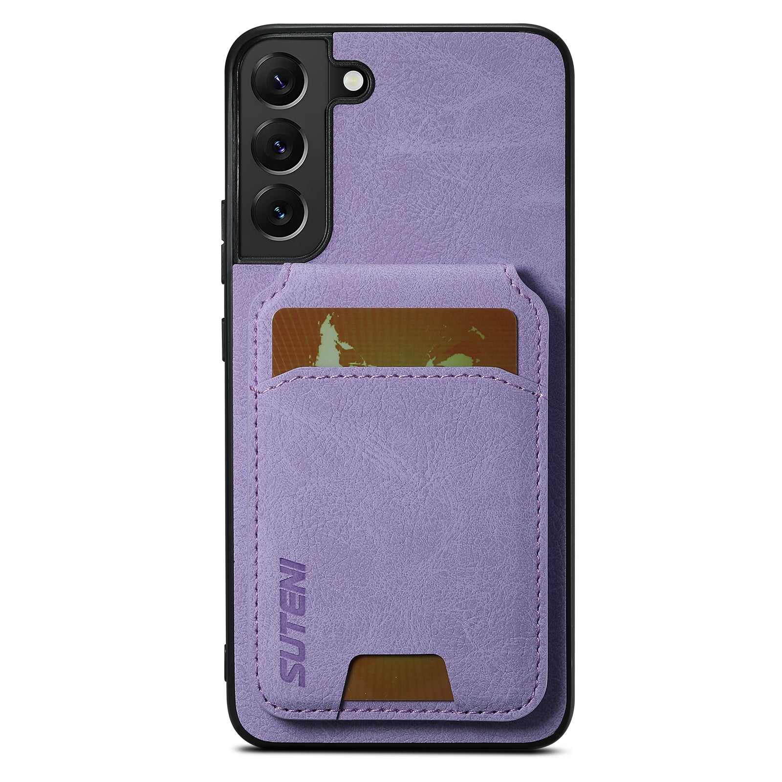 SUTENI H02 For Samsung Galaxy S22+ 5G Litchi Texture Leather+TPU Case Card Slots - Black