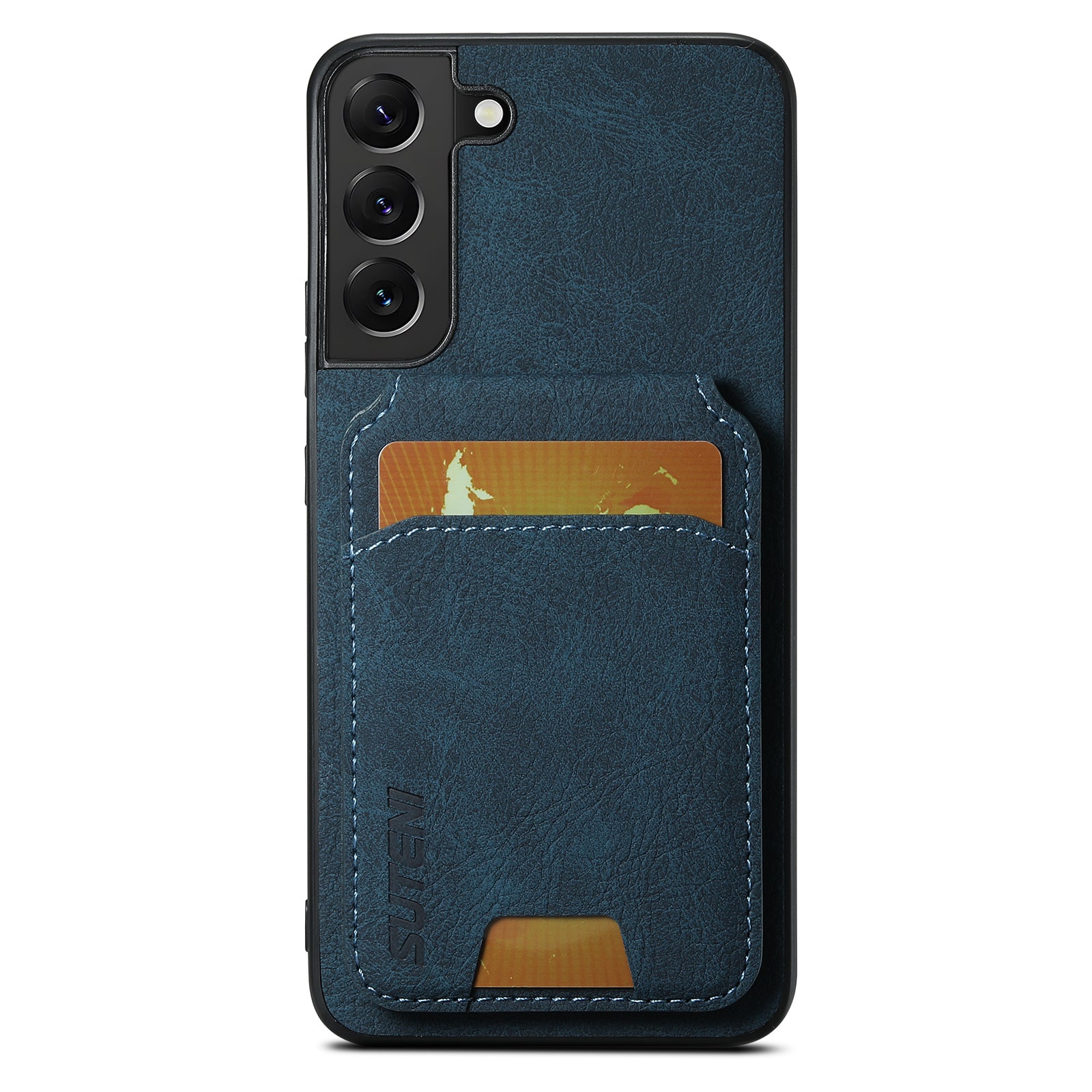 SUTENI H02 For Samsung Galaxy S22+ 5G Litchi Texture Leather+TPU Case Card Slots - Black