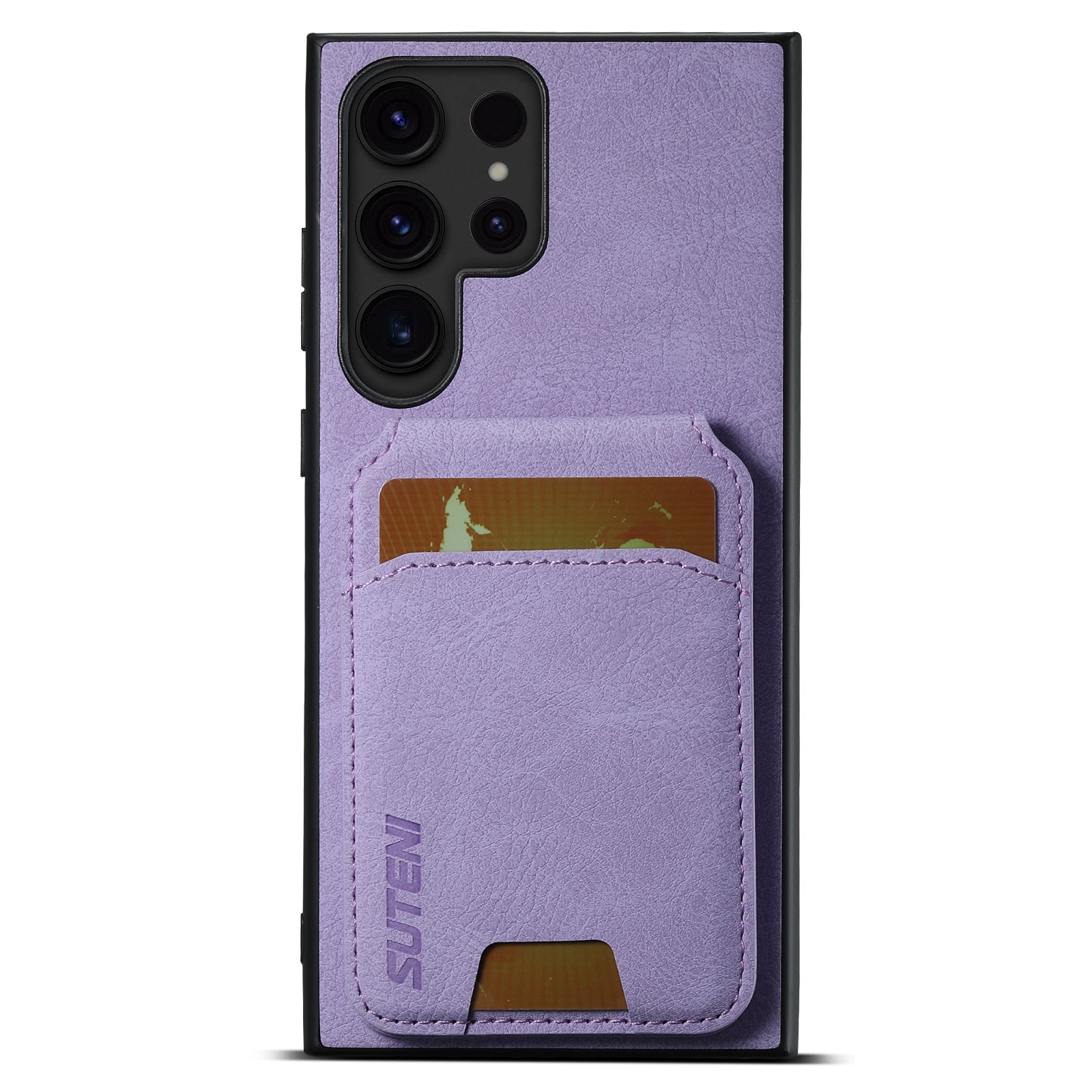 SUTENI H02 For Samsung Galaxy S22 Ultra 5G Case Card Slots Kickstand Phone Cover - Black