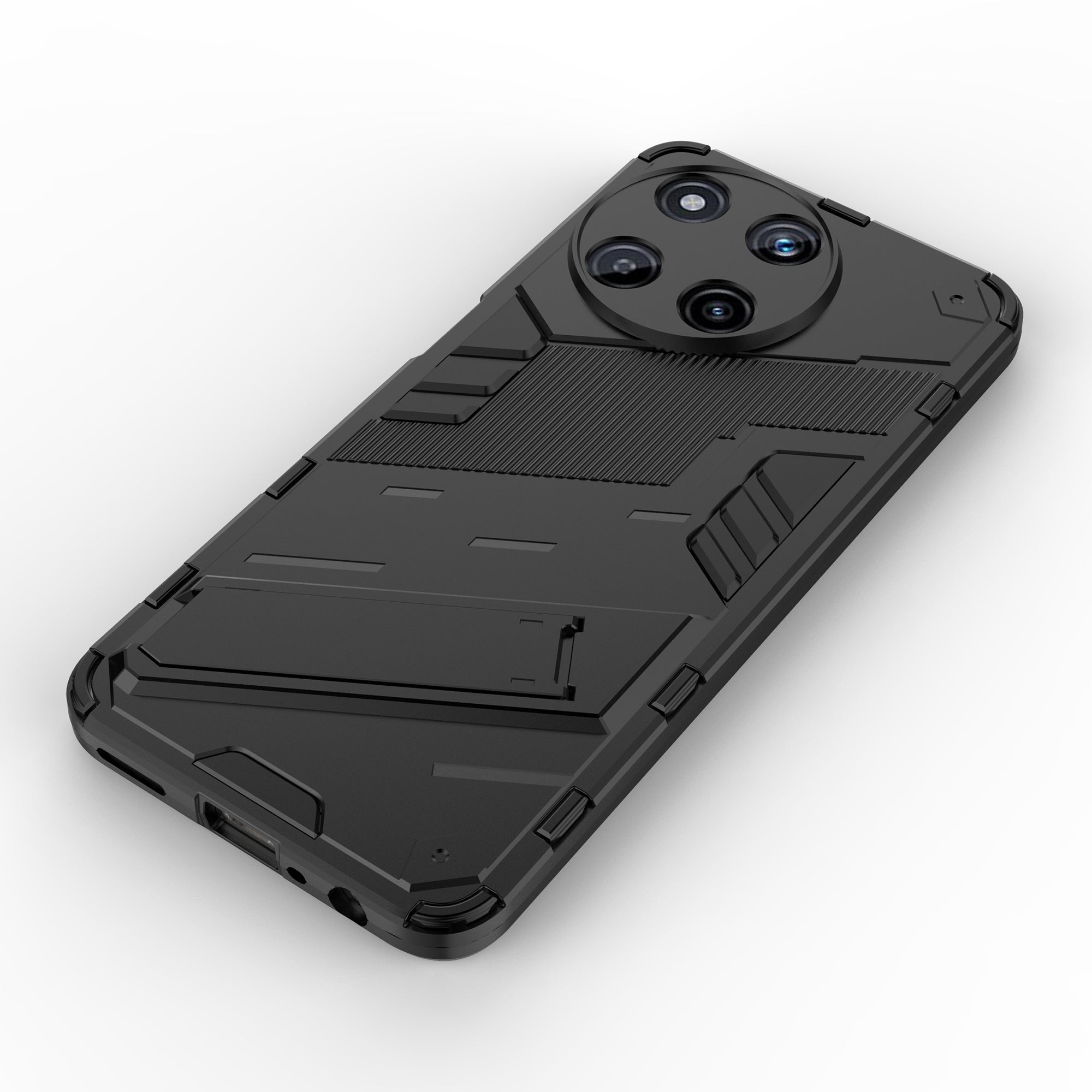 For Realme 11 4G (159.9x73.3x7.95mm) Kickstand Case TPU+PC Phone Cover - Black