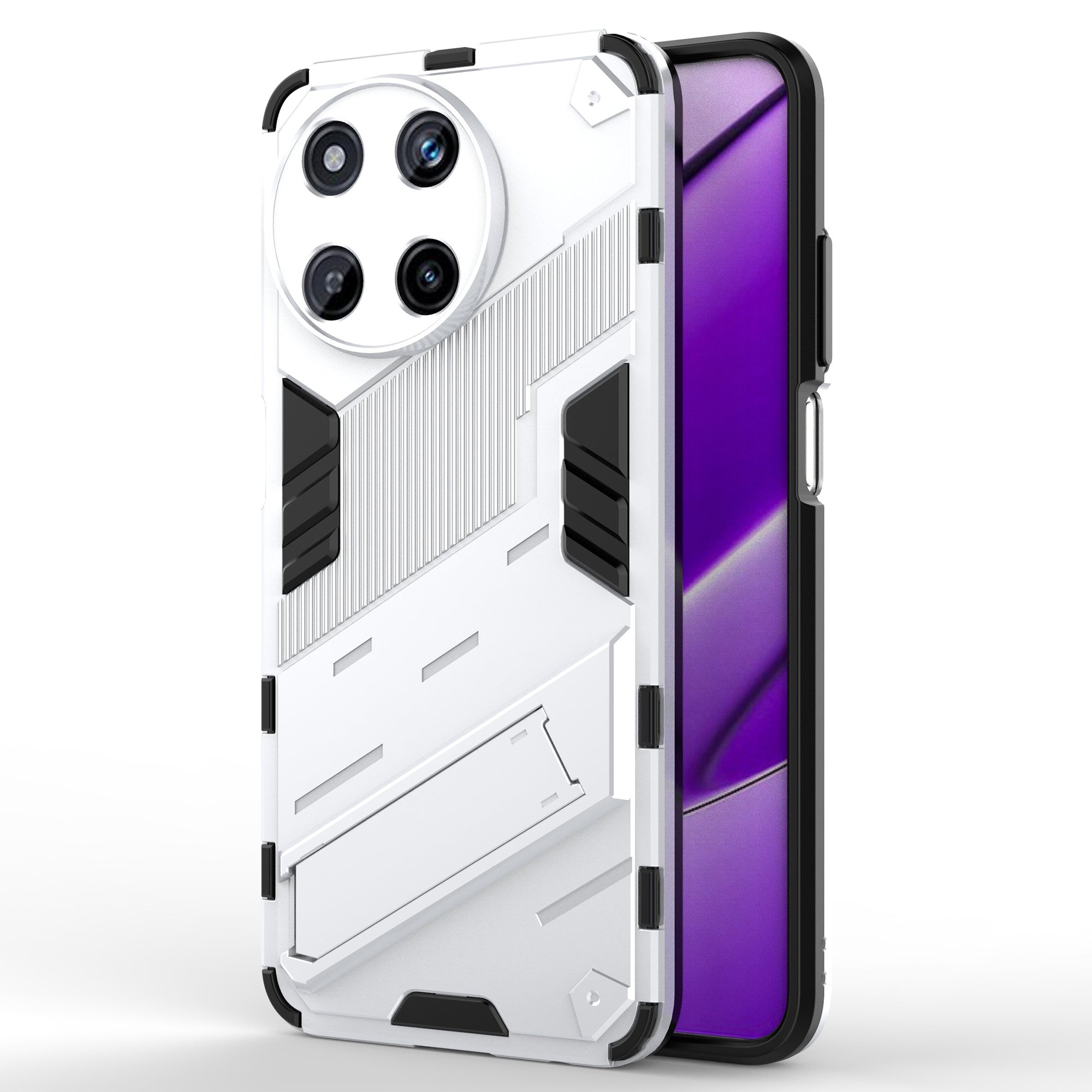 For Realme 11 4G (159.9x73.3x7.95mm) Kickstand Case TPU+PC Phone Cover - Black