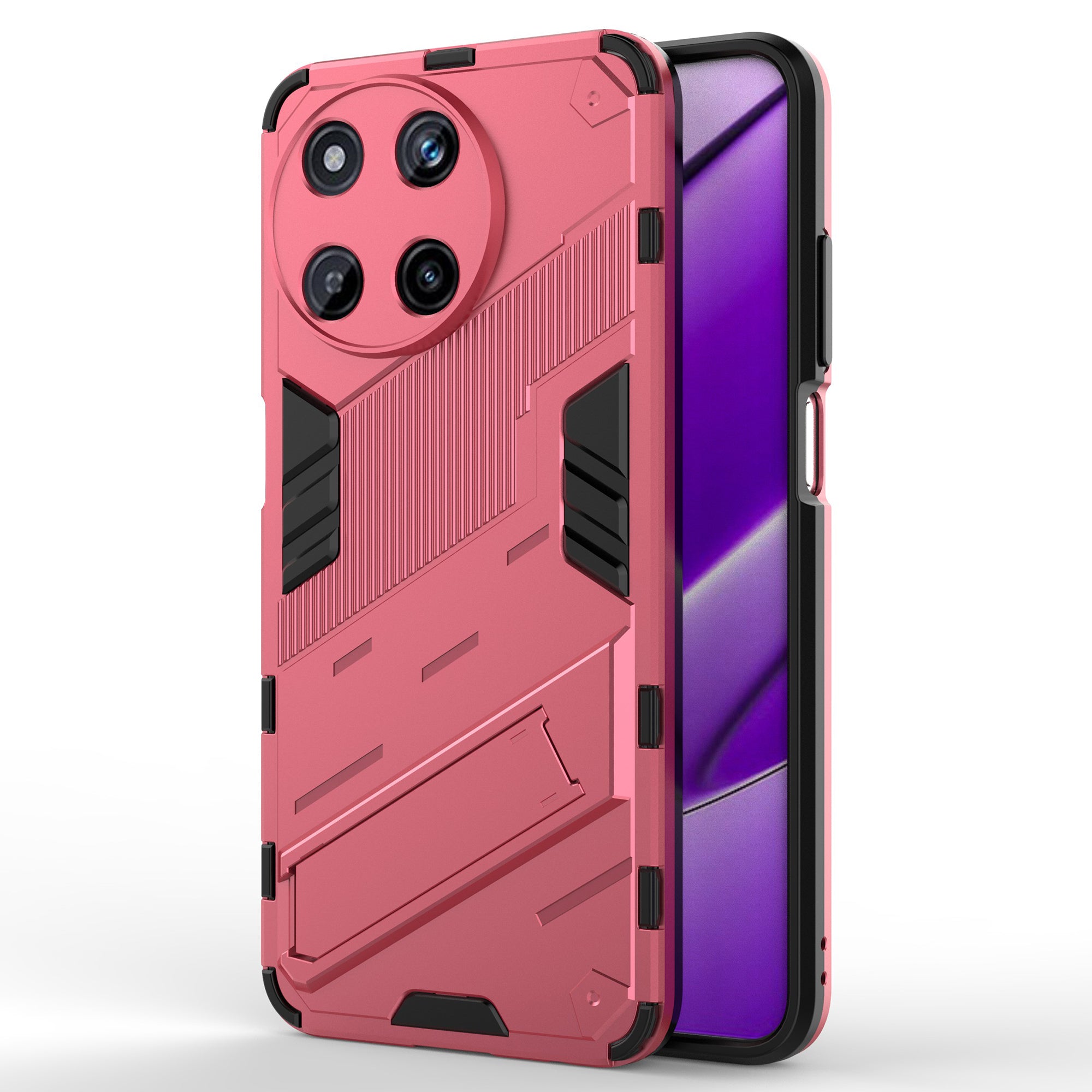 For Realme 11 4G (159.9x73.3x7.95mm) Kickstand Case TPU+PC Phone Cover - Black