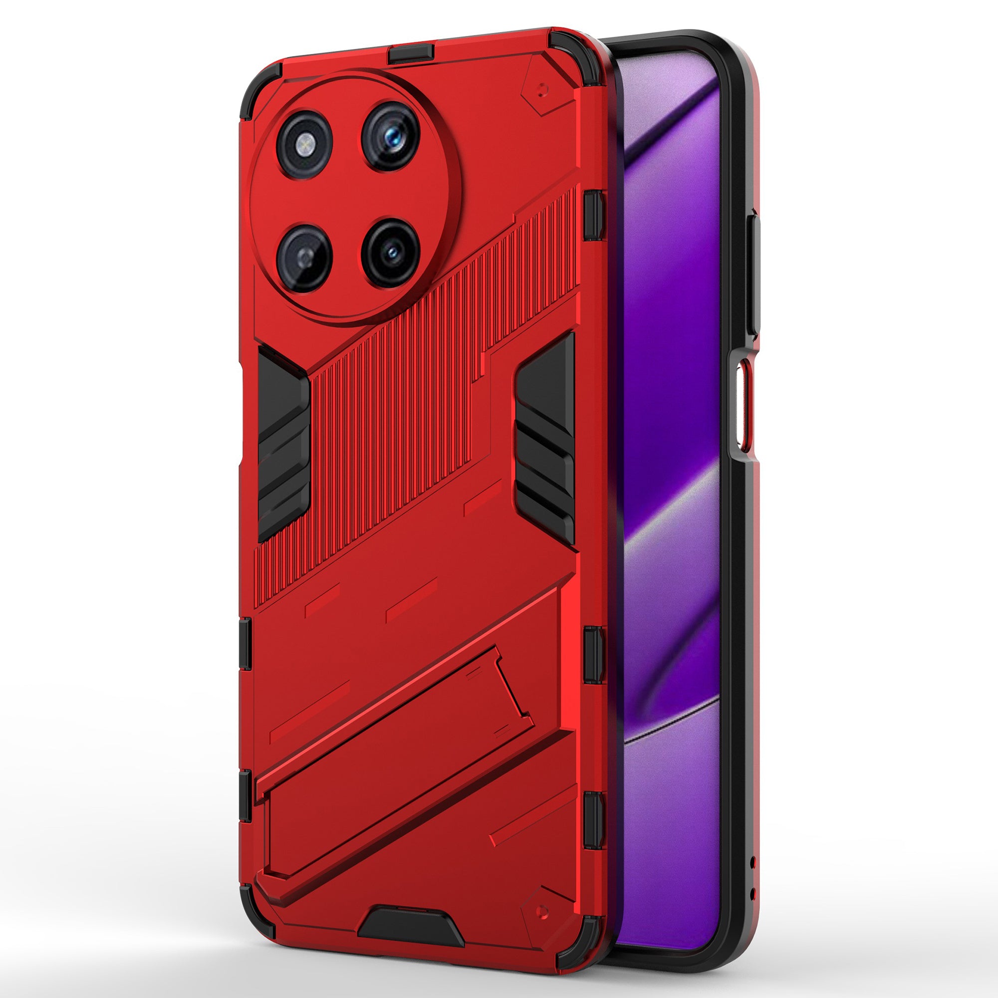 For Realme 11 4G (159.9x73.3x7.95mm) Kickstand Case TPU+PC Phone Cover - Black