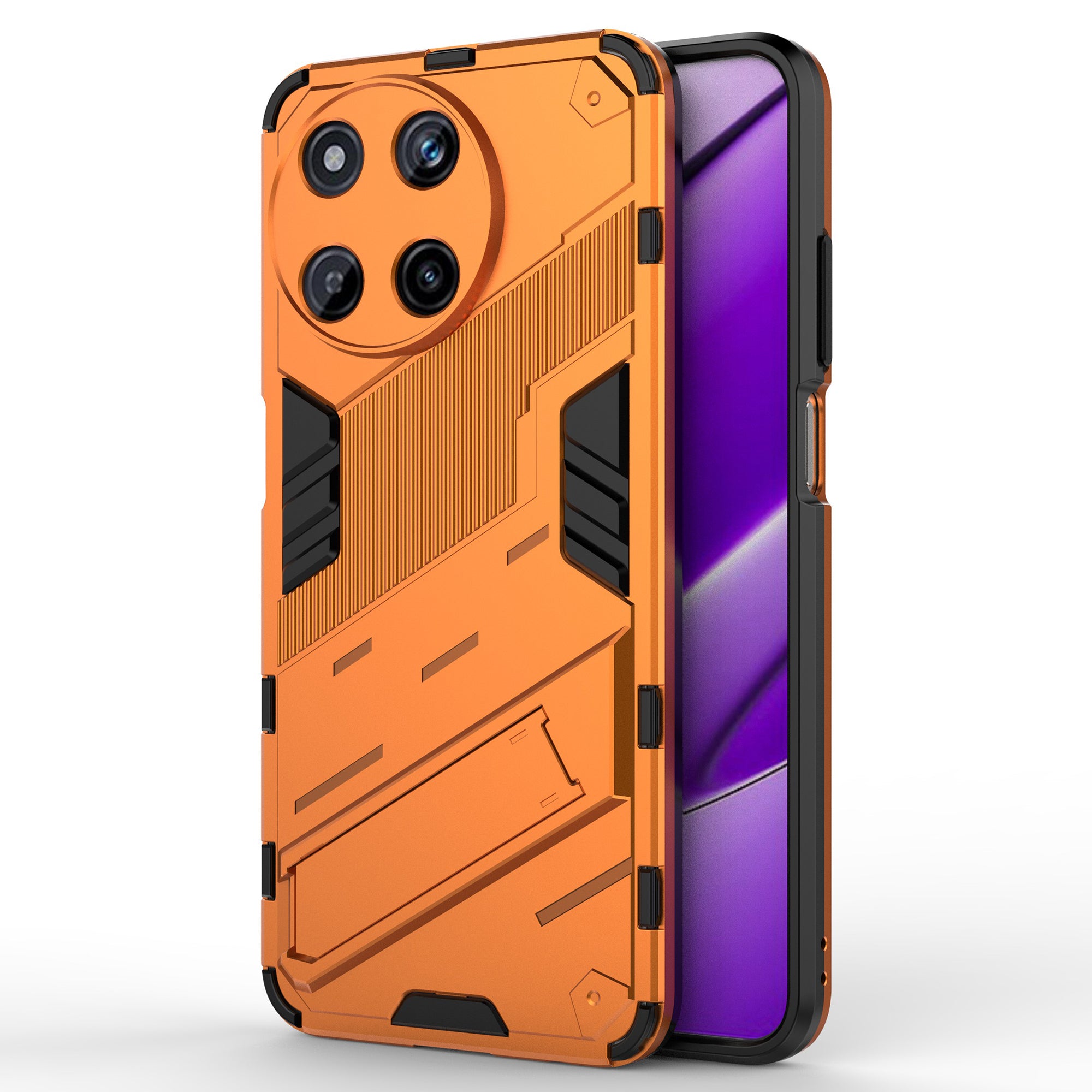 For Realme 11 4G (159.9x73.3x7.95mm) Kickstand Case TPU+PC Phone Cover - Black