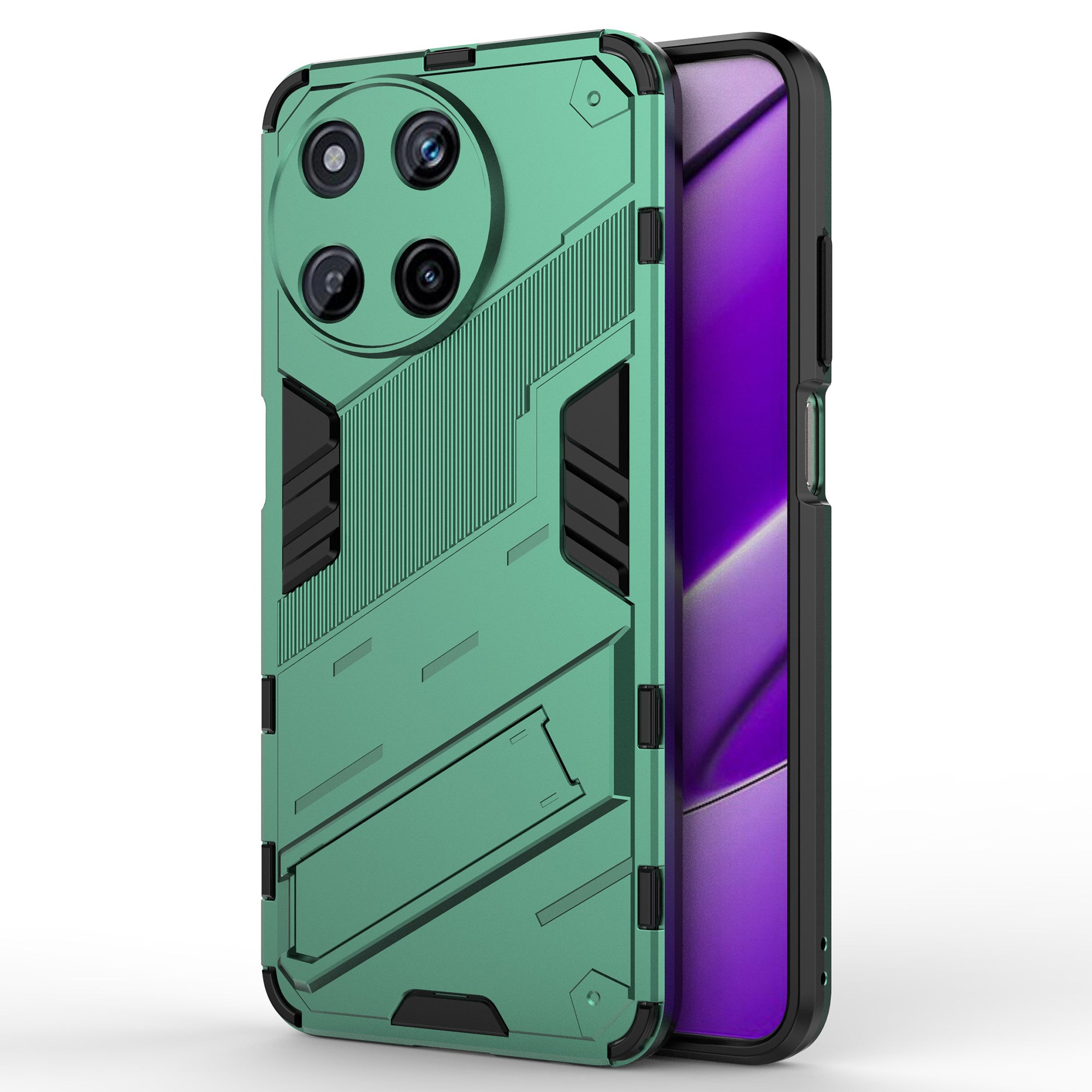For Realme 11 4G (159.9x73.3x7.95mm) Kickstand Case TPU+PC Phone Cover - Black
