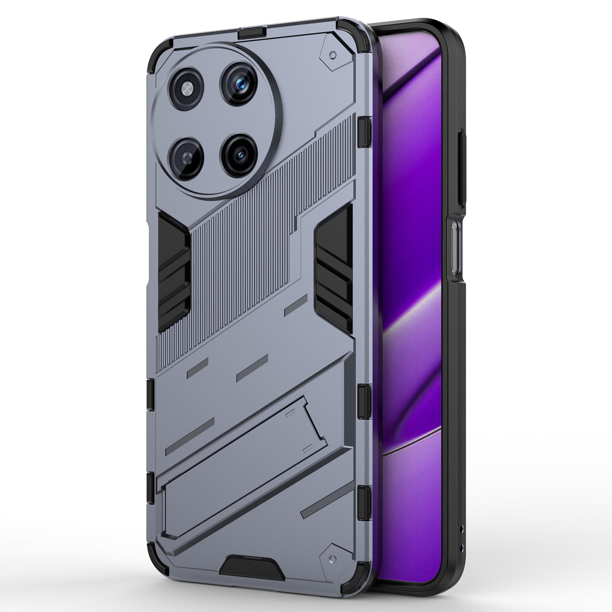 For Realme 11 4G (159.9x73.3x7.95mm) Kickstand Case TPU+PC Phone Cover - Black