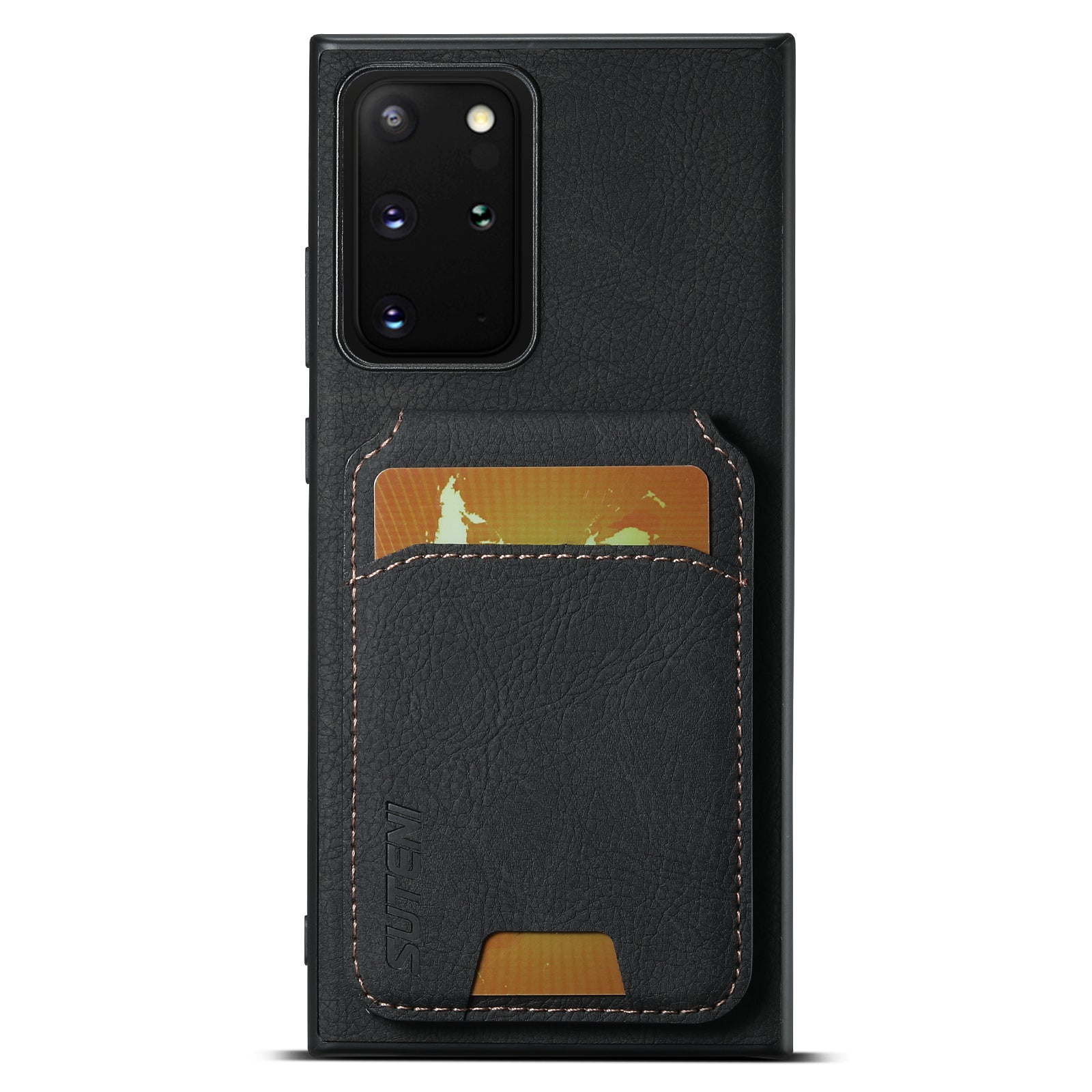 SUTENI H02 For Samsung Galaxy Note20 Ultra 5G / Note20 Ultra Kickstand Phone Case with Card Slots - Black