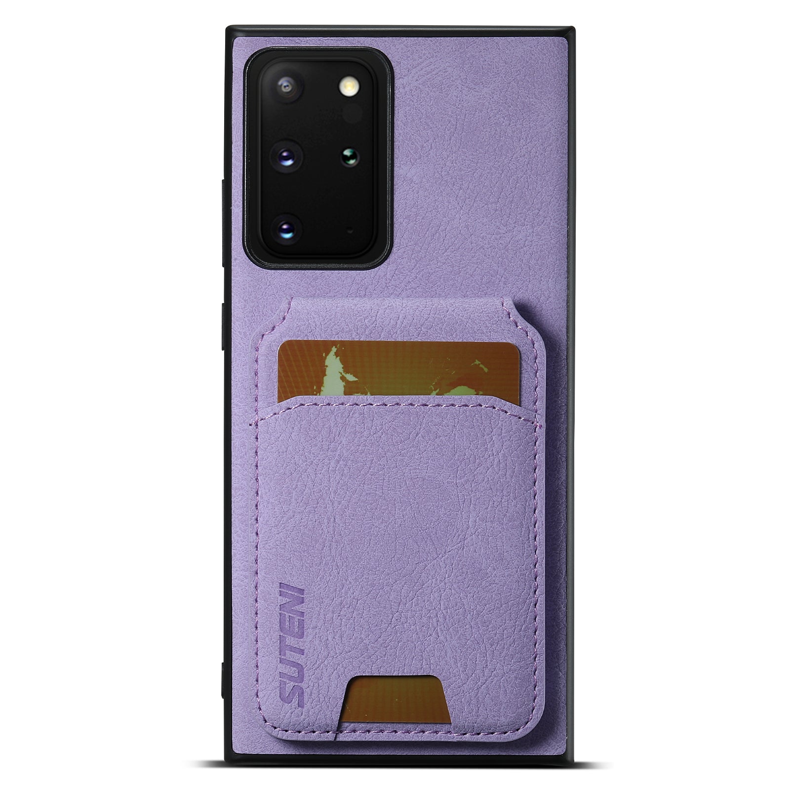 SUTENI H02 For Samsung Galaxy Note20 Ultra 5G / Note20 Ultra Kickstand Phone Case with Card Slots - Black