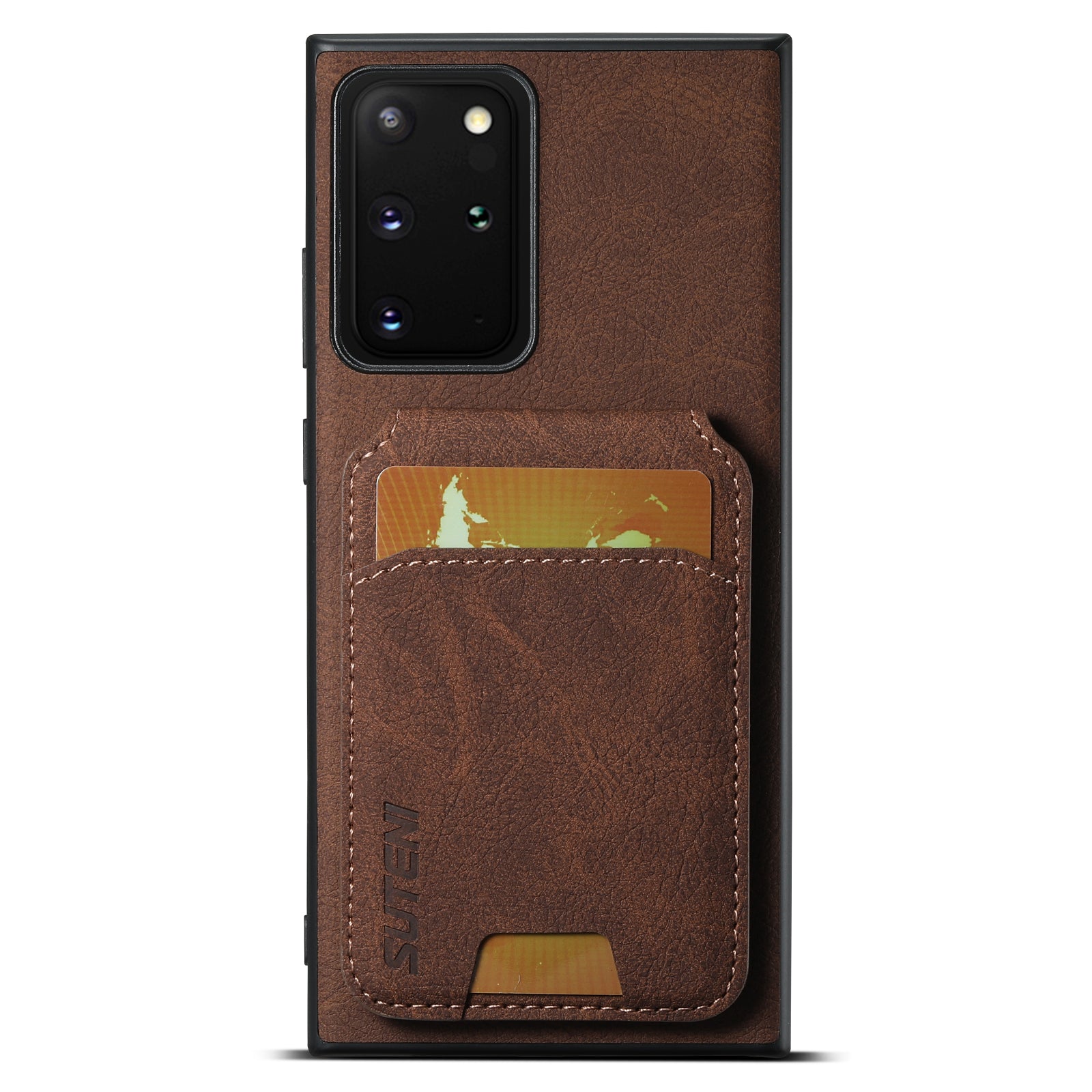 SUTENI H02 For Samsung Galaxy Note20 Ultra 5G / Note20 Ultra Kickstand Phone Case with Card Slots - Black