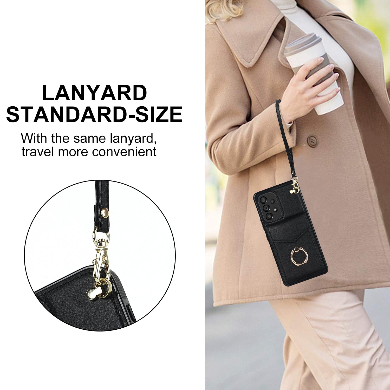 For Samsung Galaxy M32 5G / A32 5G Cover Leather+TPU Accordion Card Bag Cell Phone Case with Kickstand - Black