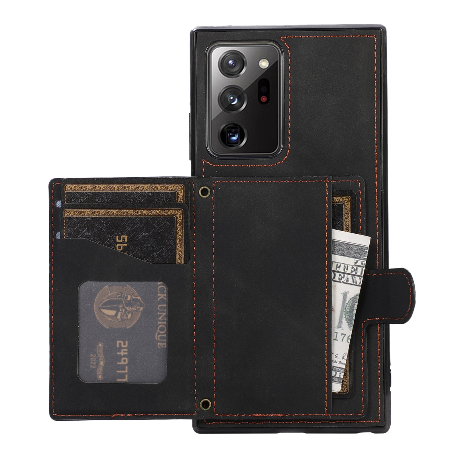 For Samsung Galaxy Note20 Ultra 5G / Note20 Ultra Shoulder Phone Pouch Card Case TPU+PU Leather Cover - Black