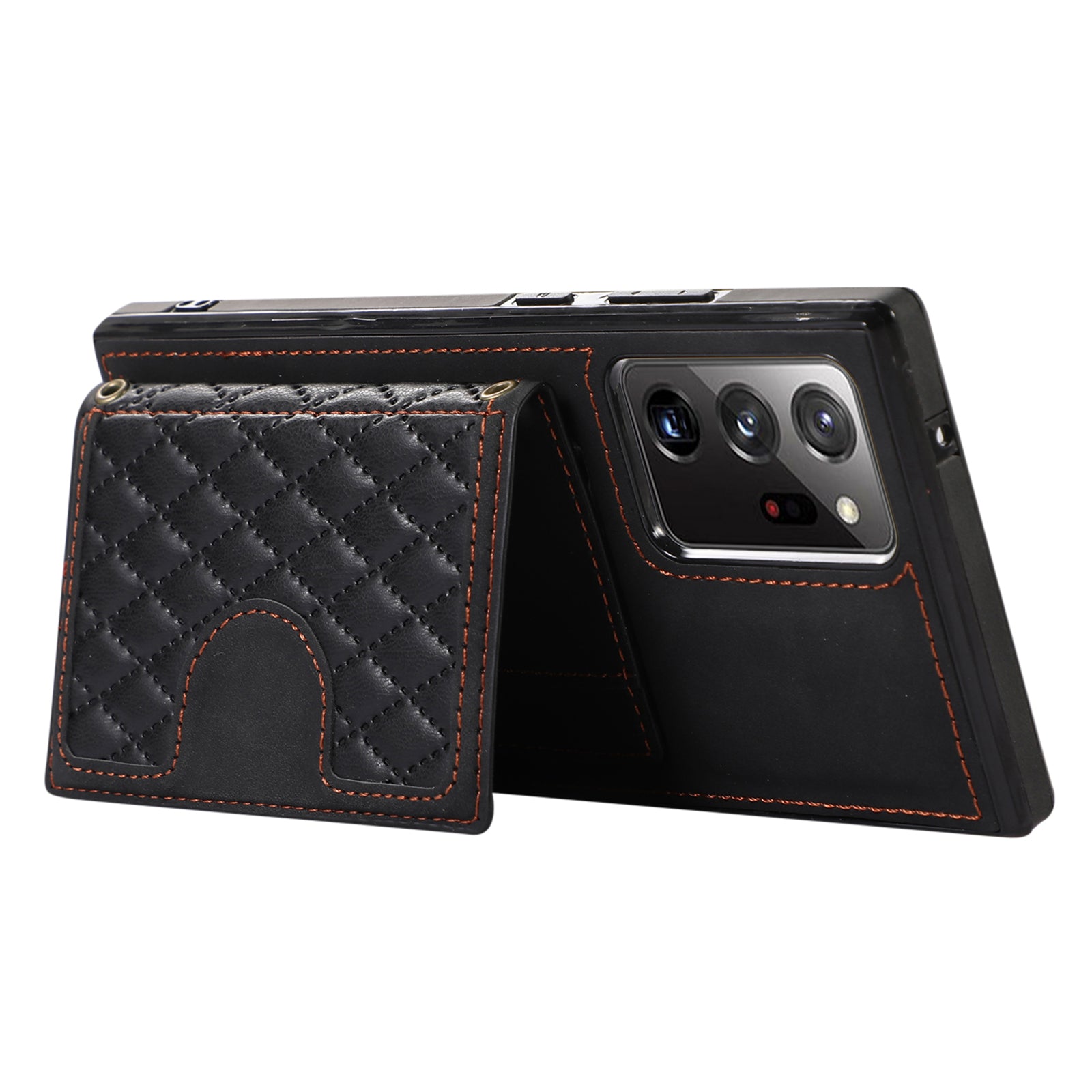 For Samsung Galaxy Note20 Ultra 5G / Note20 Ultra Shoulder Phone Pouch Card Case TPU+PU Leather Cover - Black