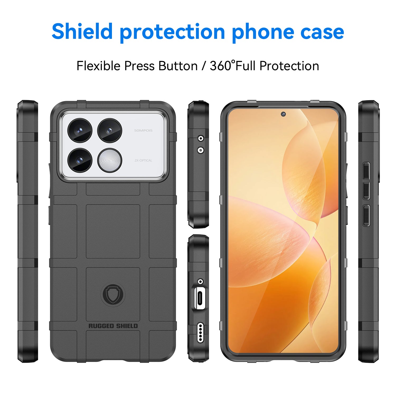 For Xiaomi Redmi K70 Pro 5G / K70 5G Case Square Grid Texture TPU Phone Cover - Black