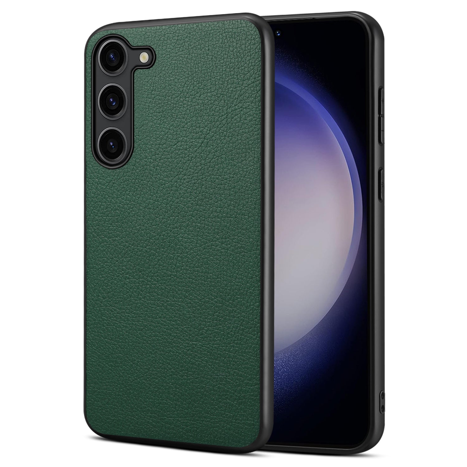 For Samsung Galaxy S24+ Calf Texture Case PC+TPU+PU Leather Anti-scratch Phone Shell - Black