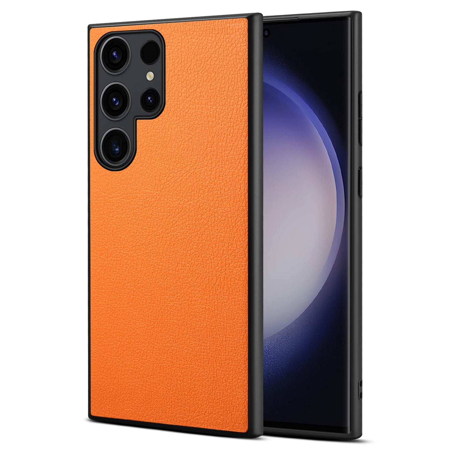 For Samsung Galaxy S24 Ultra Cell Phone Case Calf Texture Anti-fall PC+TPU+PU Leather Shell - Black