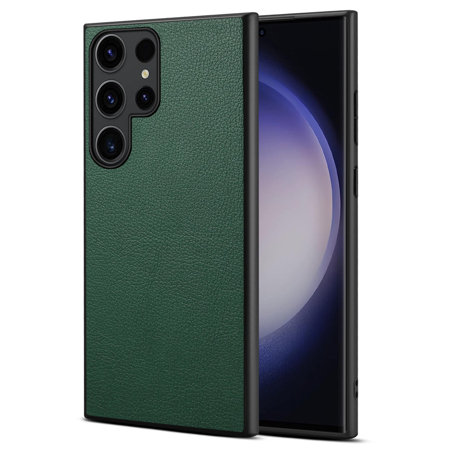 For Samsung Galaxy S24 Ultra Cell Phone Case Calf Texture Anti-fall PC+TPU+PU Leather Shell - Black