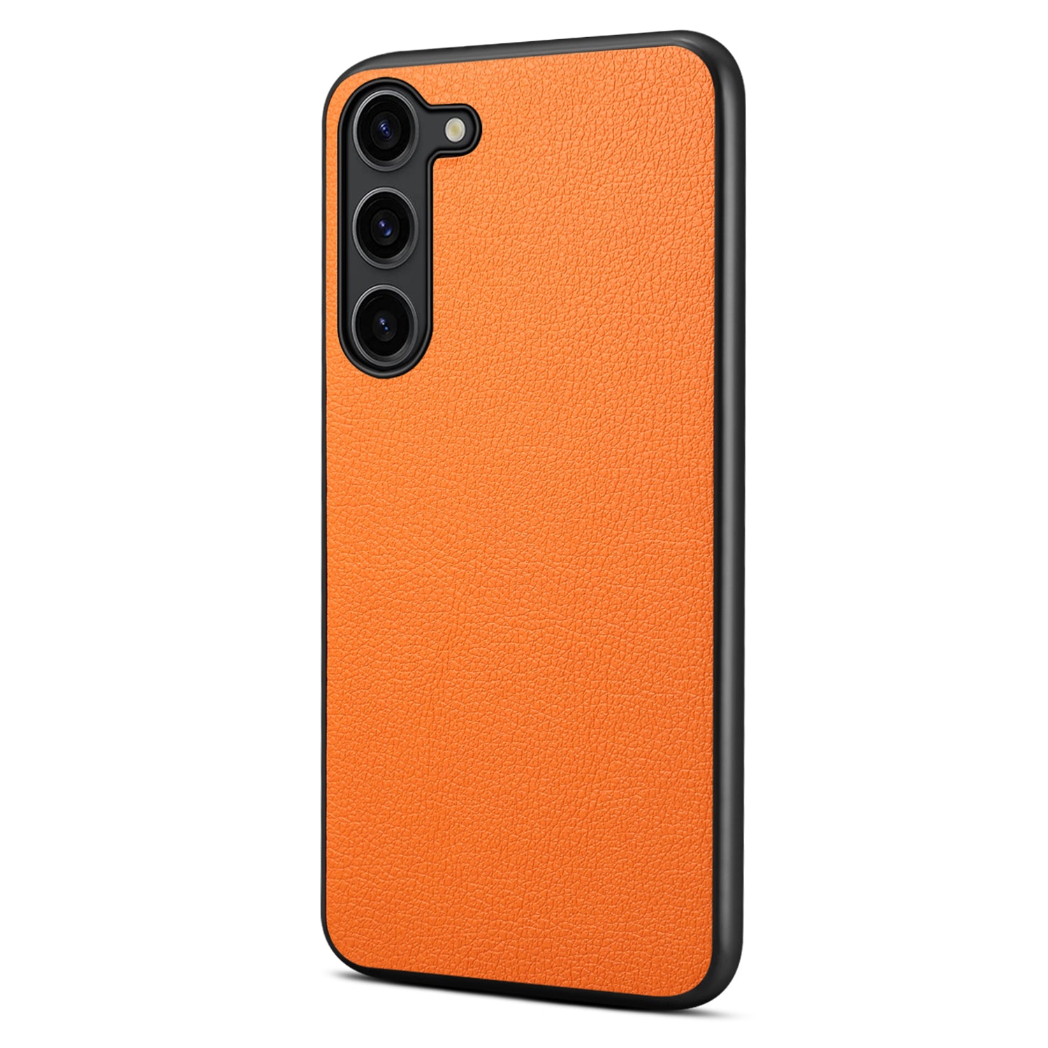 For Samsung Galaxy S24 Calf Texture Cover PC+TPU+PU Leather Slim-Fit Cell Phone Case - Orange