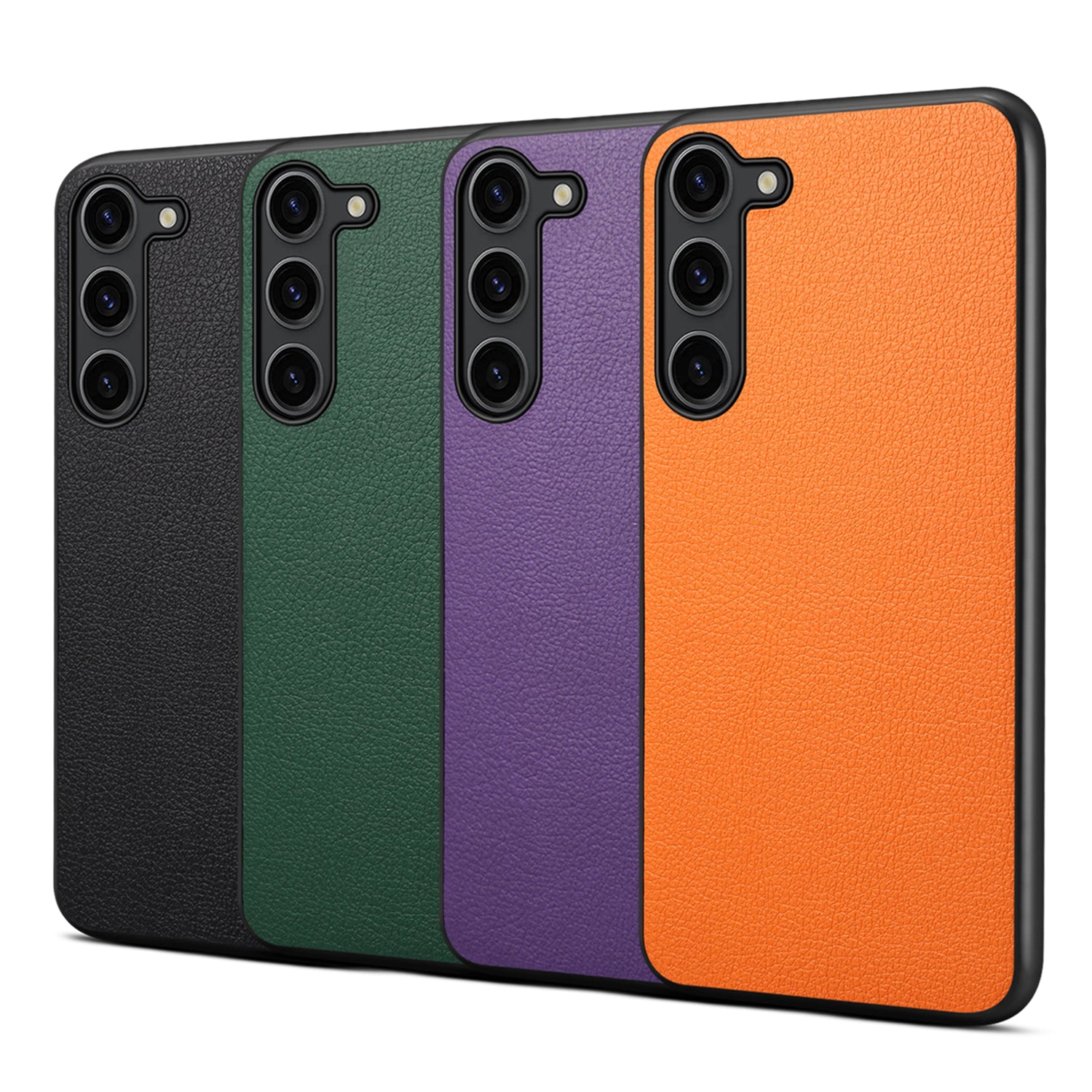 For Samsung Galaxy S24 Calf Texture Cover PC+TPU+PU Leather Slim-Fit Cell Phone Case - Orange