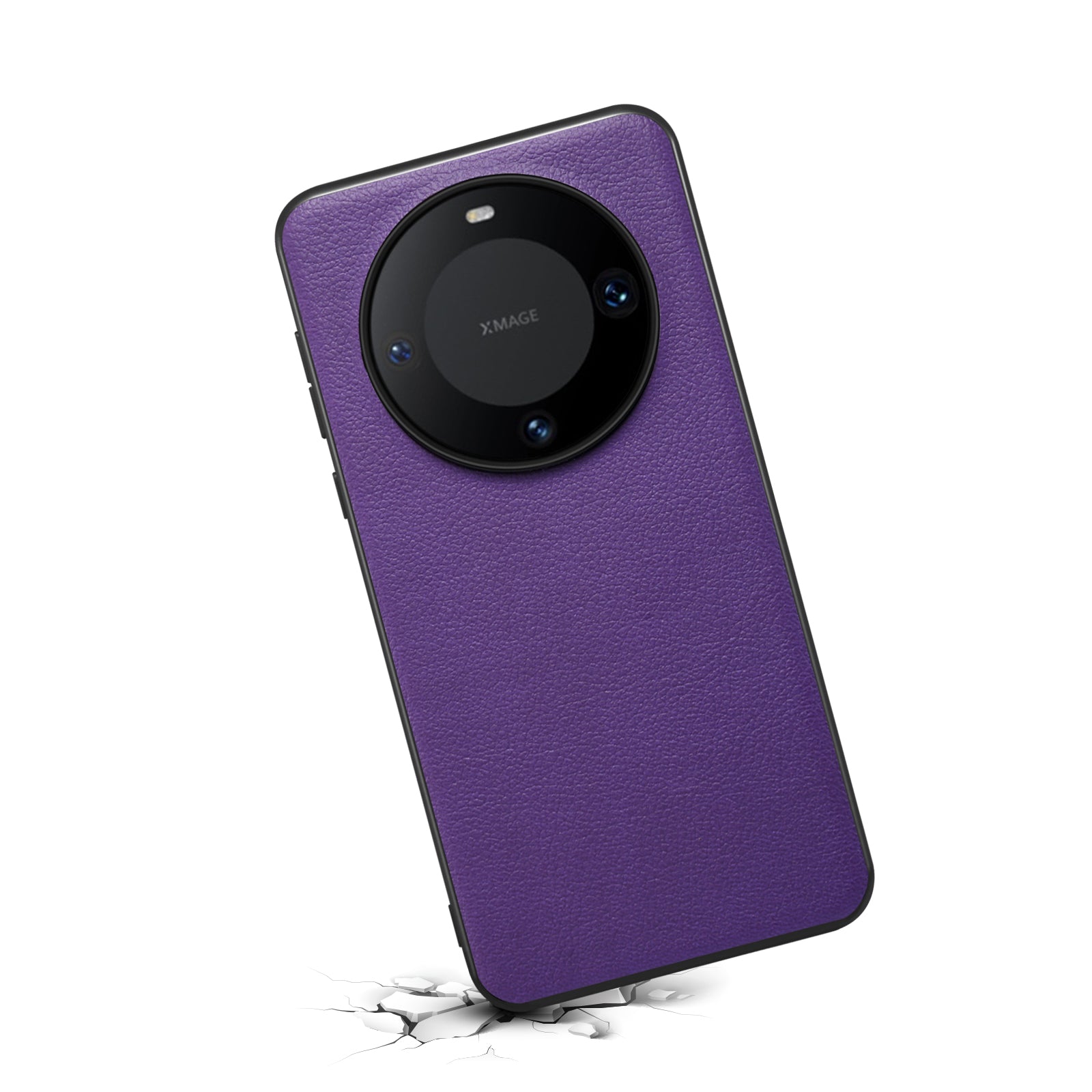 Phone Case for Huawei Mate 60 Pro / 60 Pro+ Shell Shockproof Calf Texture PC+TPU+PU Leather Cover - Purple