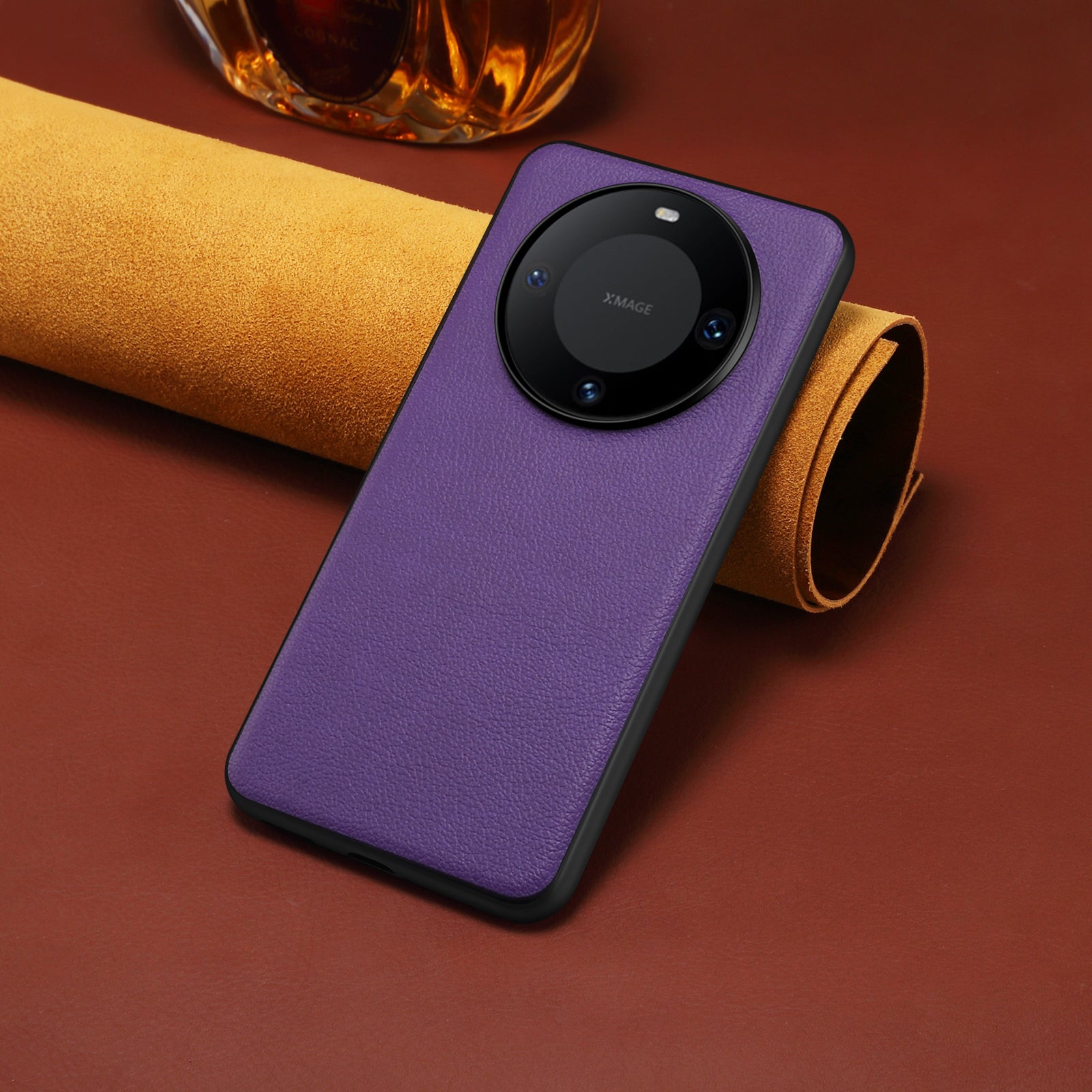 Phone Case for Huawei Mate 60 Pro / 60 Pro+ Shell Shockproof Calf Texture PC+TPU+PU Leather Cover - Purple