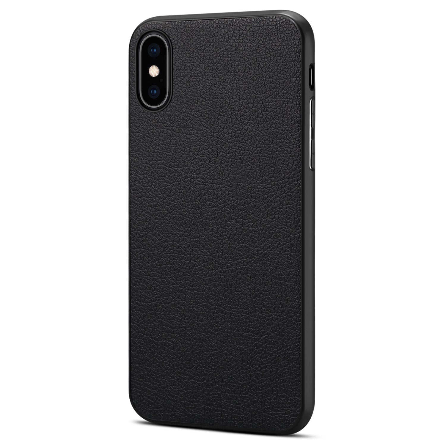 For iPhone XS 5.8 inch / X Back Case PC+TPU+PU Leather Calf Texture Smartphone Cover - Black