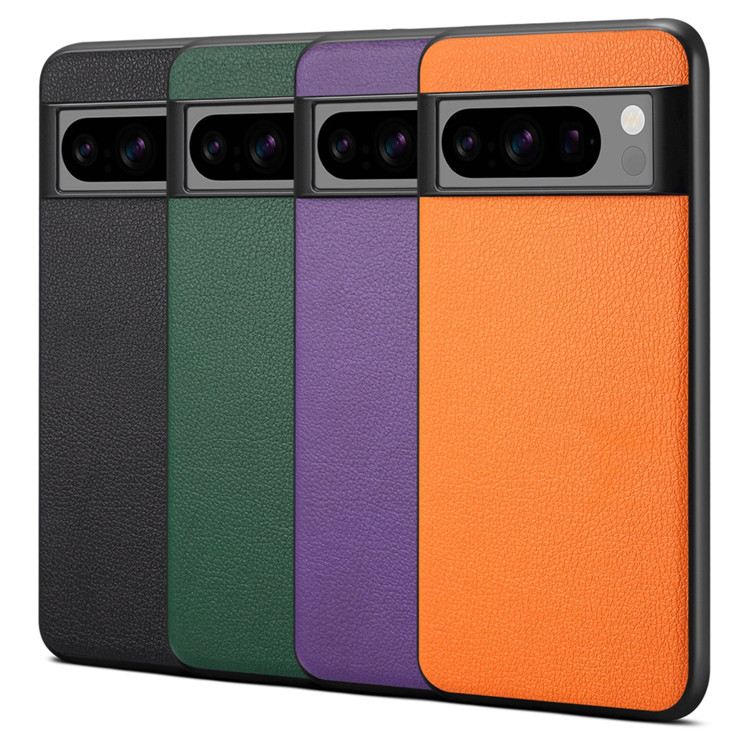 For Google Pixel 8 Pro Case Anti-fall PC+TPU+PU Leather Calf Texture Mobile Phone Protector - Black