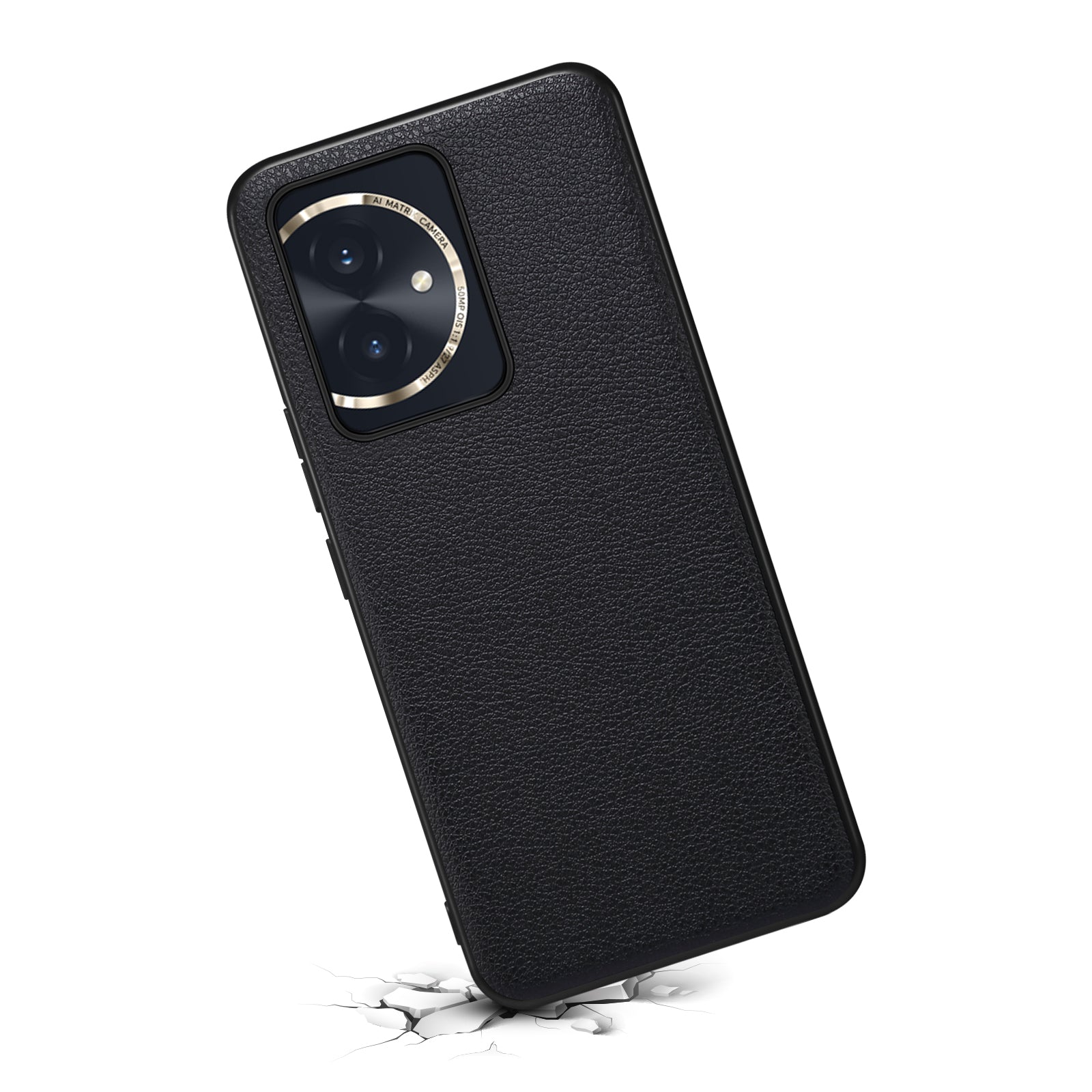 For Honor 100 5G Case Calf Texture Shock Absorbing Phone Guard Cover - Black