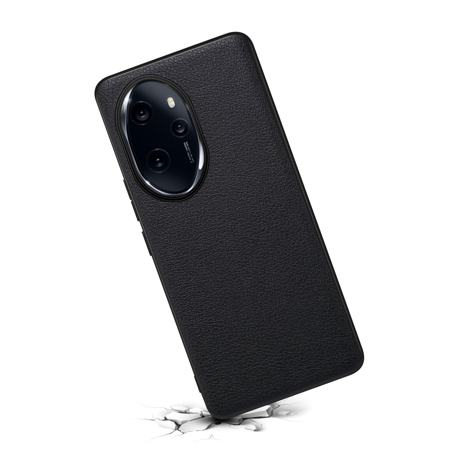For Honor 100 Pro 5G Case Drop-proof PC+TPU+PU Leather Calf Texture Phone Back Protector - Black