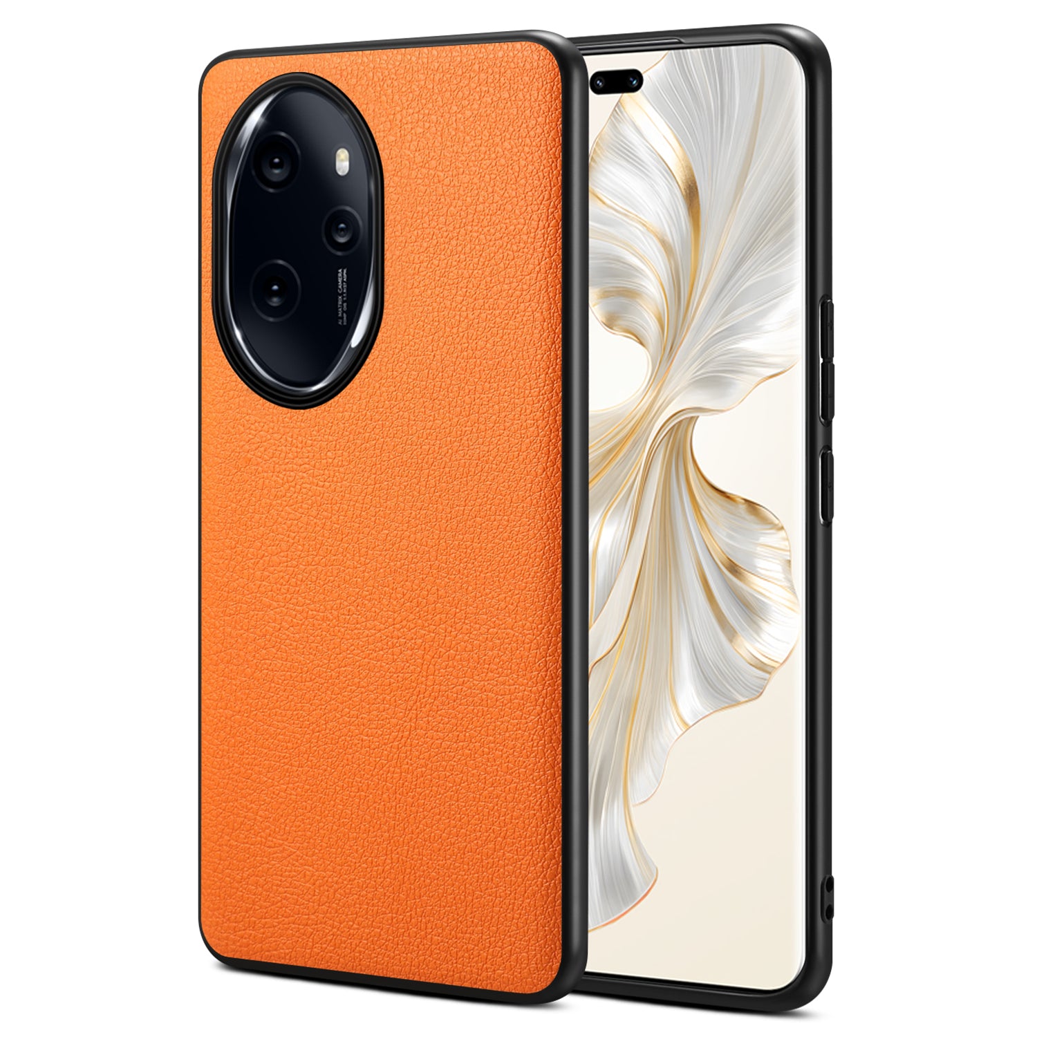 For Honor 100 Pro 5G Case Drop-proof PC+TPU+PU Leather Calf Texture Phone Back Protector - Black