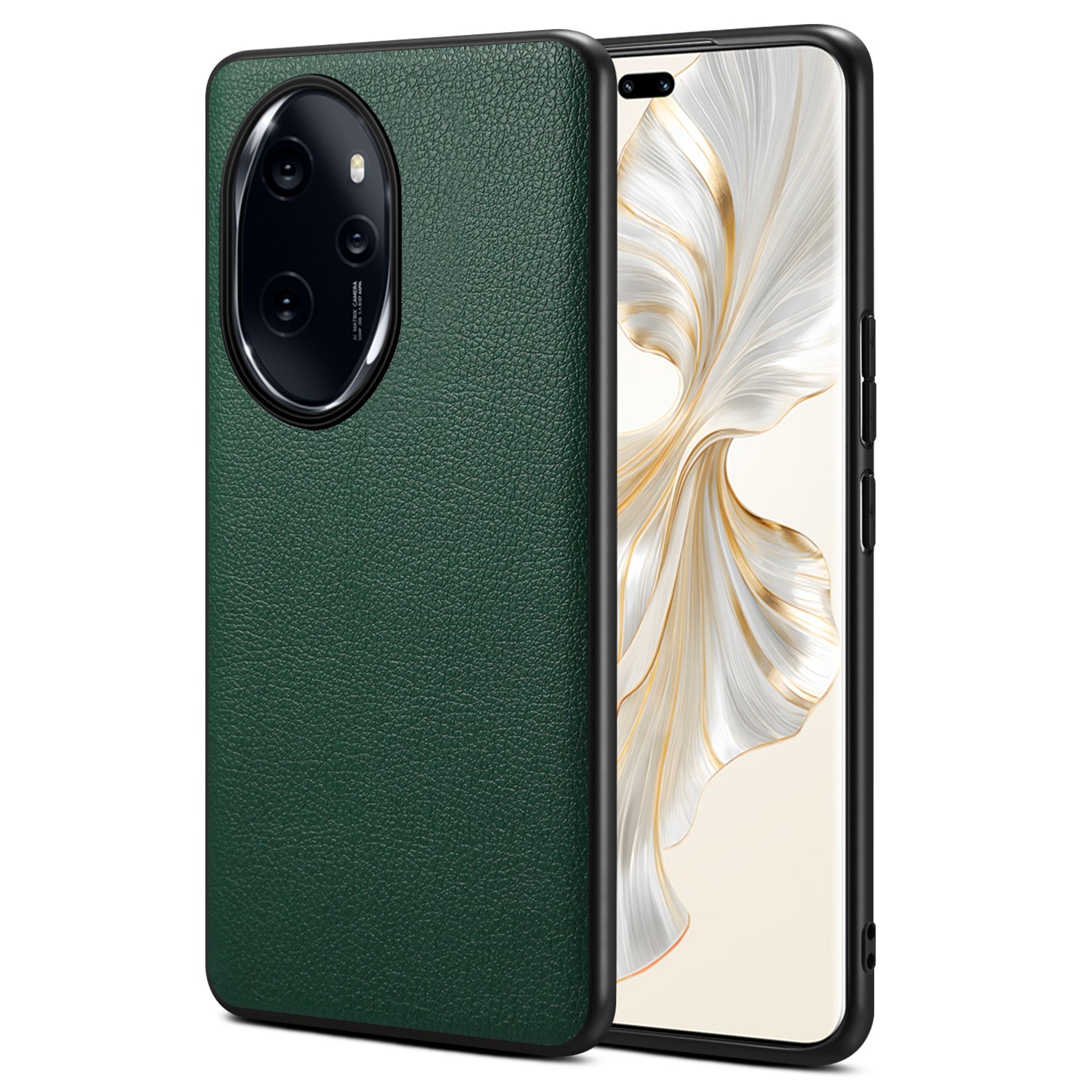 For Honor 100 Pro 5G Case Drop-proof PC+TPU+PU Leather Calf Texture Phone Back Protector - Black