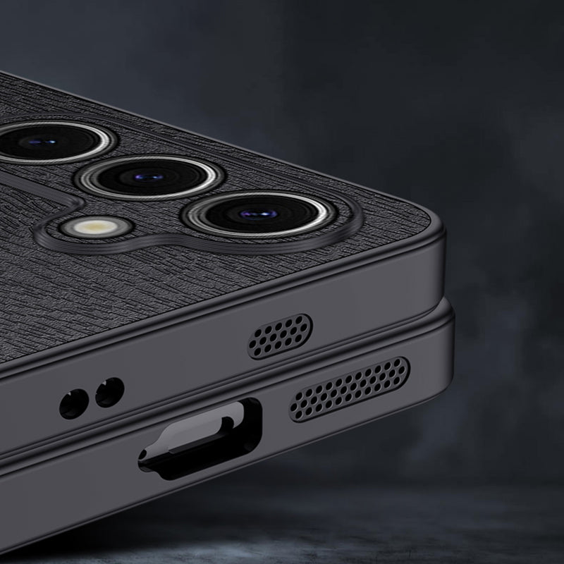 For Samsung Galaxy S24 Case Wood Grain Drop Protection Phone Cover - Black