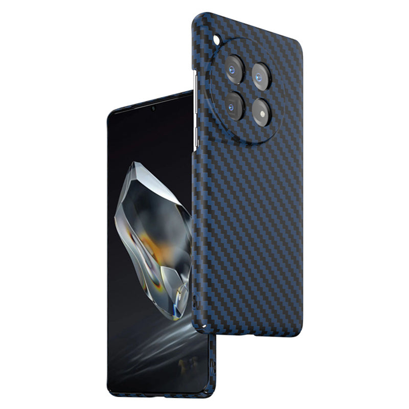 For OnePlus 12 5G Case Carbon Fiber Texture Hard PC Anti-fingerprint Phone Protective Cover - Black
