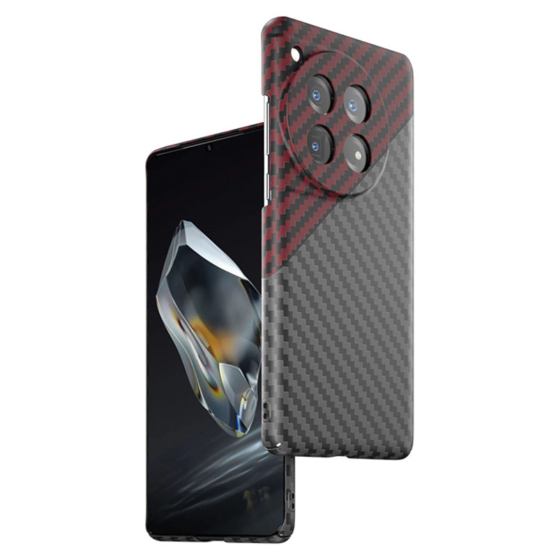 For OnePlus 12 5G Case Carbon Fiber Texture Hard PC Anti-fingerprint Phone Protective Cover - Black