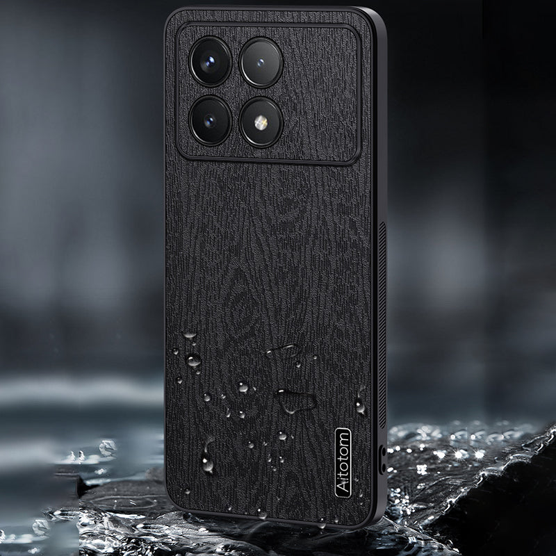 Back Cover for Xiaomi Redmi K70 5G / K70 Pro 5G , Wood Grain Cell Phone Case - Black