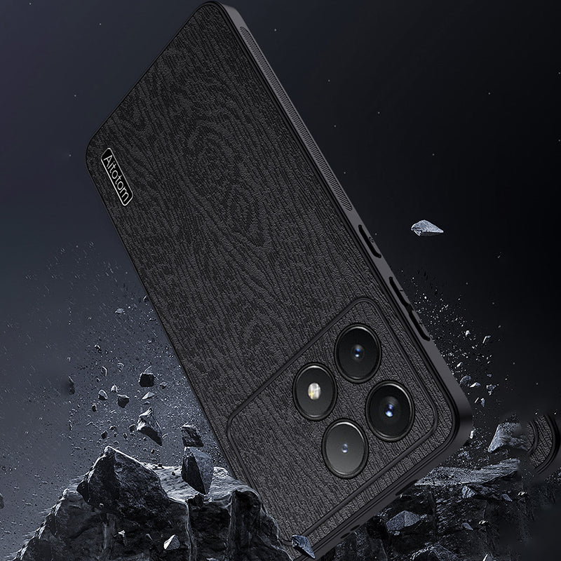 Back Cover for Xiaomi Redmi K70 5G / K70 Pro 5G , Wood Grain Cell Phone Case - Black