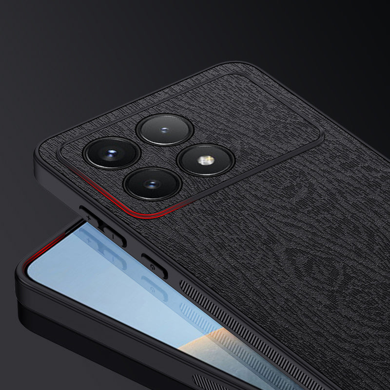 Back Cover for Xiaomi Redmi K70 5G / K70 Pro 5G , Wood Grain Cell Phone Case - Black