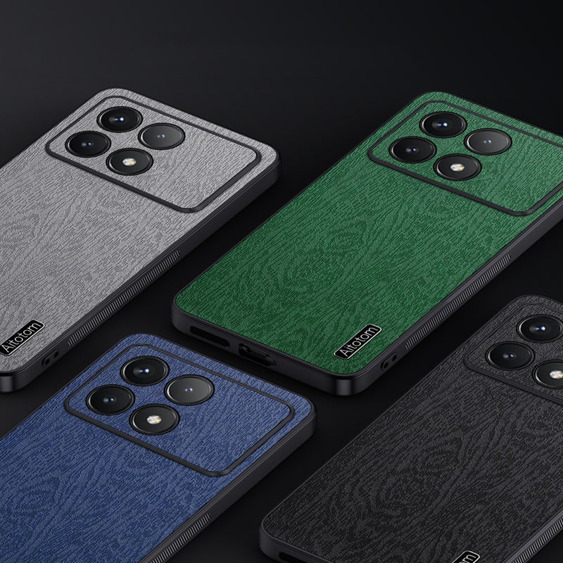 Back Cover for Xiaomi Redmi K70 5G / K70 Pro 5G , Wood Grain Cell Phone Case - Black