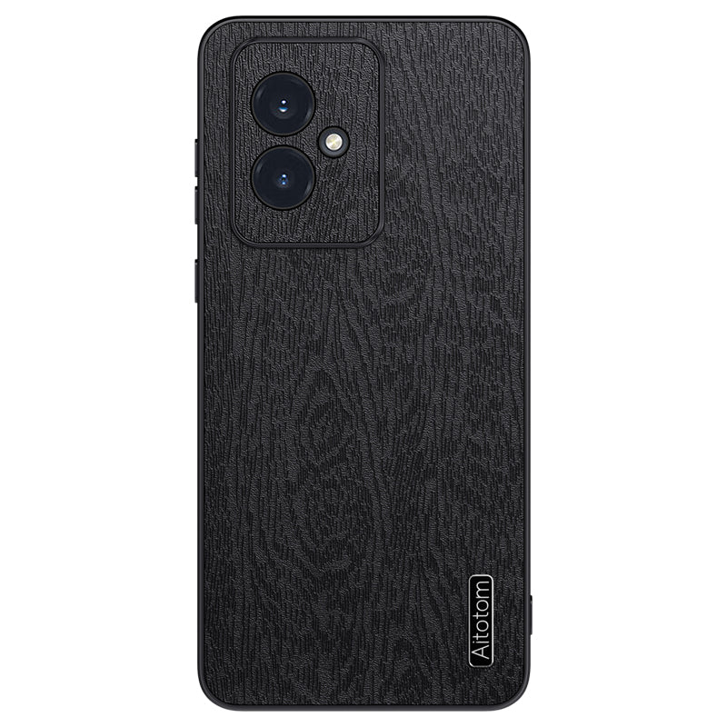 For Honor 100 5G Cell Phone Case Wood Grain Slim Back Protective Cover - Black