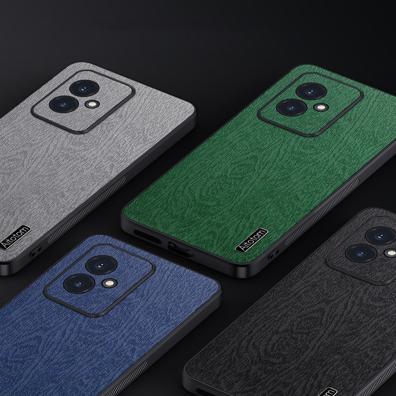 For Honor 100 5G Cell Phone Case Wood Grain Slim Back Protective Cover - Black