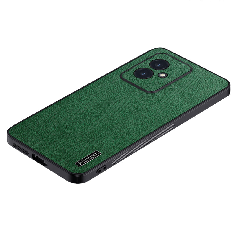 For Honor 100 5G Cell Phone Case Wood Grain Slim Back Protective Cover - Black
