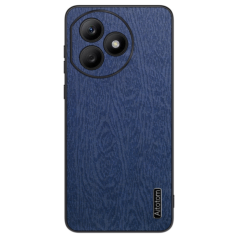 For Honor X50i+ 5G Case Wood Grain Anti-collision PU+PC+TPU Phone Cover - Black