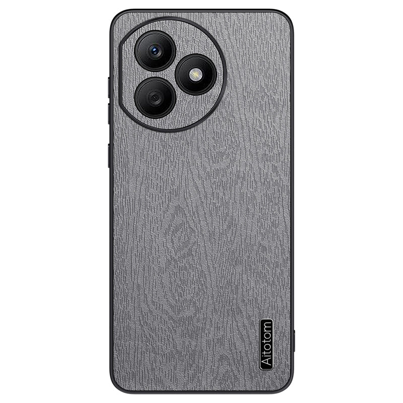 For Honor X50i+ 5G Case Wood Grain Anti-collision PU+PC+TPU Phone Cover - Black