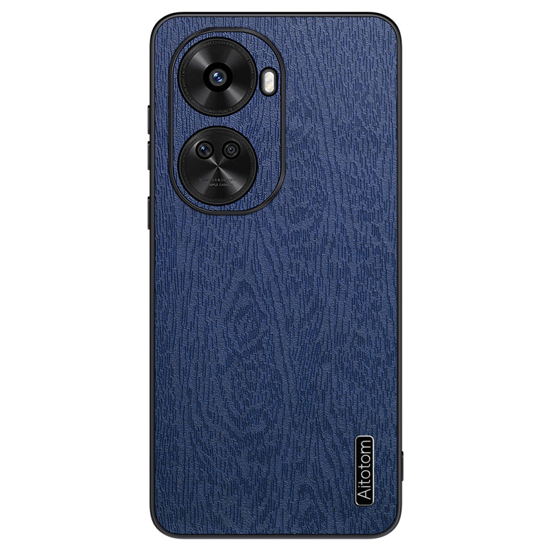 For Huawei nova 11 SE / nova 12 SE 4G Cell Phone Case Wood Grain PC+TPU+PU Back Cover - Black