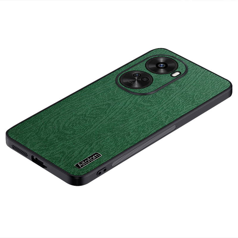For Huawei nova 11 SE / nova 12 SE 4G Cell Phone Case Wood Grain PC+TPU+PU Back Cover - Black