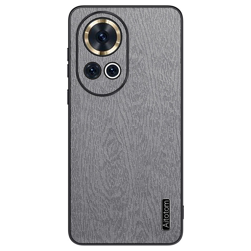 For Huawei nova 12 Pro 5G / nova 12 Ultra 5G Anti-fall Case Wood Grain PC+TPU+PU Cell Phone Cover - Black