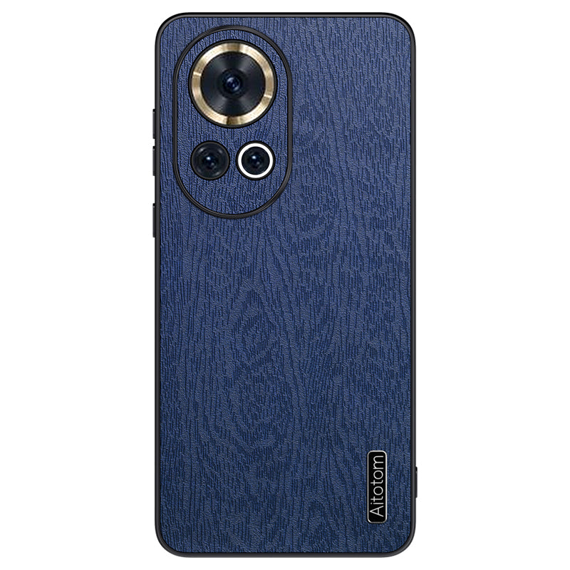 For Huawei nova 12 5G Wood Grain Cellphone Guard Case PC+TPU+PU Back Cover - Black