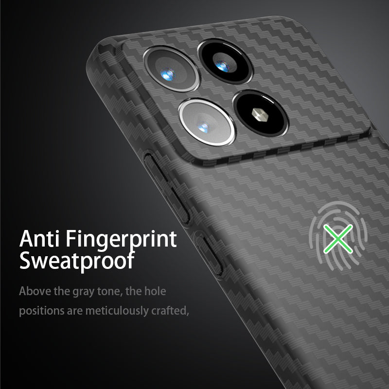 For Xiaomi Redmi K70 5G Cell Phone Case Splicing Color Carbon Fiber Texture Hard PC Cover - Black