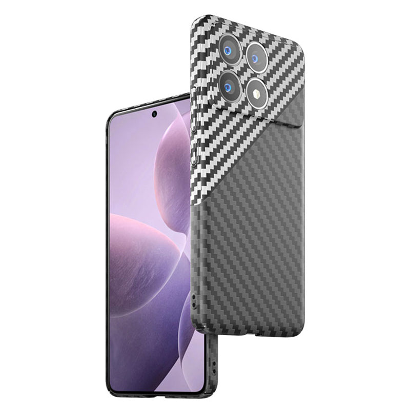 For Xiaomi Redmi K70 5G Cell Phone Case Splicing Color Carbon Fiber Texture Hard PC Cover - Black