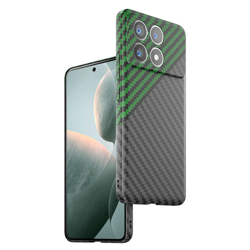 For Xiaomi Redmi K70 5G Cell Phone Case Splicing Color Carbon Fiber Texture Hard PC Cover - Black