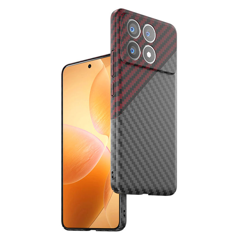 For Xiaomi Redmi K70 5G Cell Phone Case Splicing Color Carbon Fiber Texture Hard PC Cover - Black